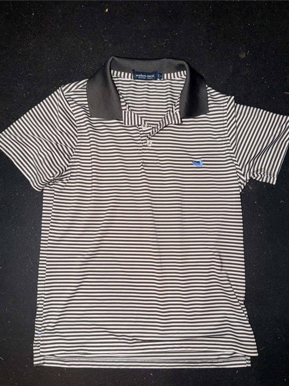 Southern Marsh Black and White Striped Polo